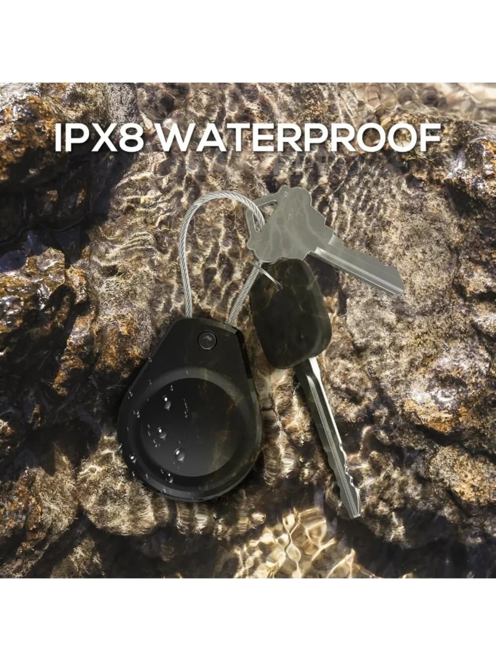 Waterproof Keychain Holder for AirTag - 4 Pack Lock Case with Keyring, Black